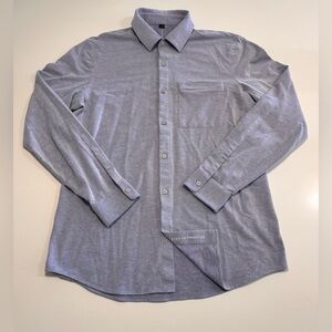 Mens Lululemon Blue Performance Long Sleeve Dress Shirt Size M Medium Oxford